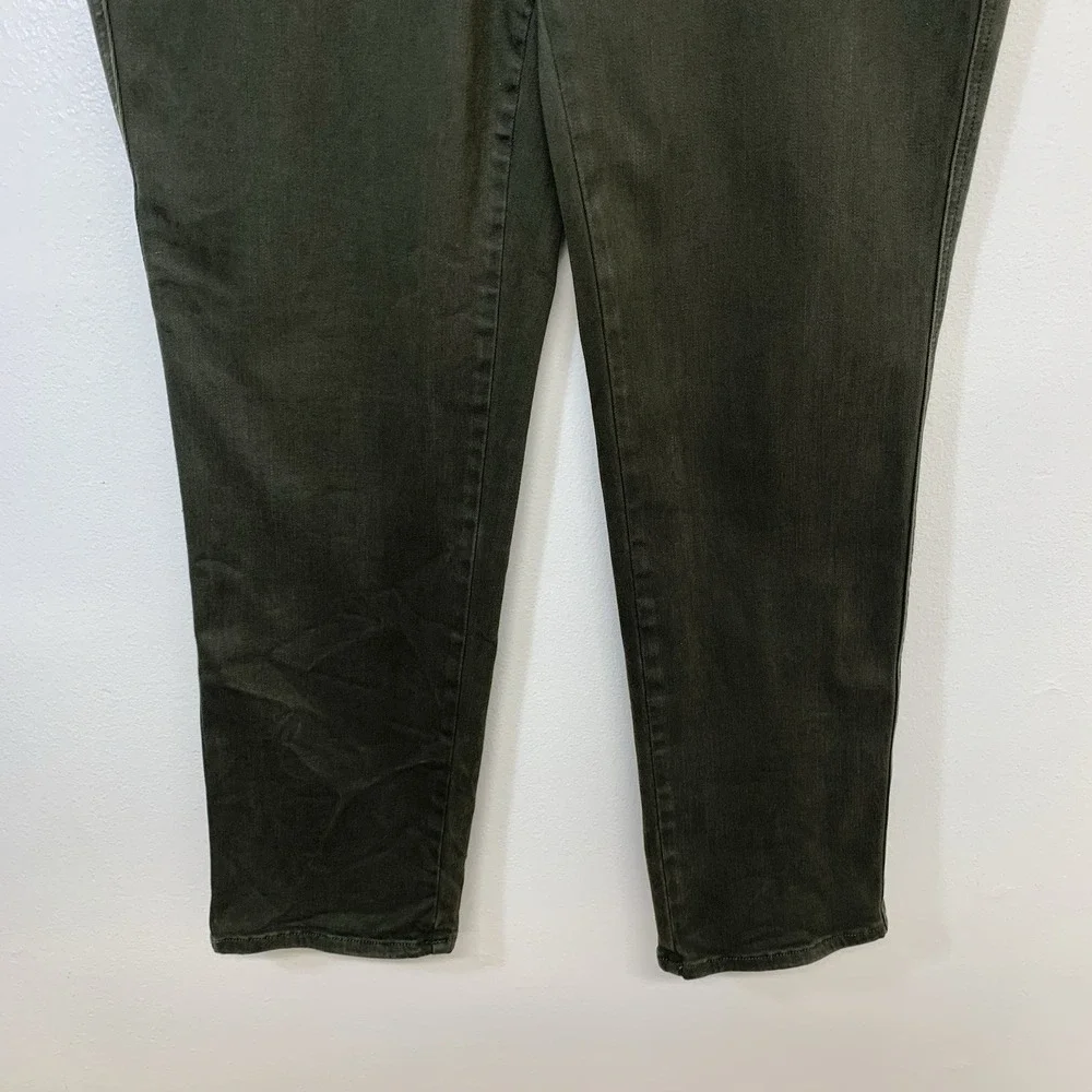 Chicos 3 Define me Denim Slim‎ Leg Jeans 16R Olive  Green Stretch Pockets Casual